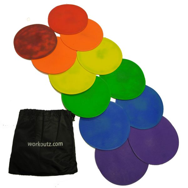 WITH CARRY BAG WORKOUTZ ALL BLACK RUBBER AGILITY DOTS SET 12 QTY 